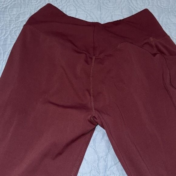 Miss Adola Leggings Womens Size 10 Maroon Red Crisscross Waist Pockets - Picture 6 of 9